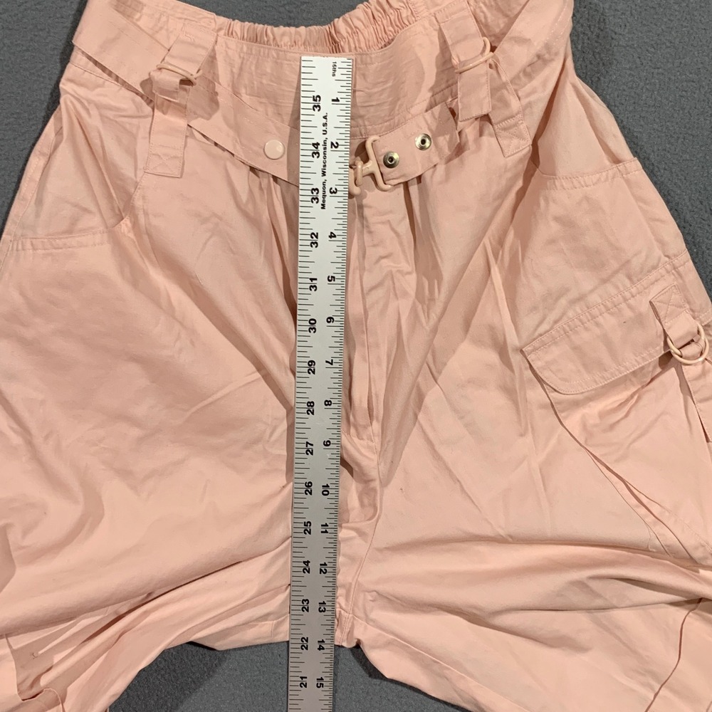 VTG Unique Chaus Pink High Waist Cargo Shorts Womens 10 Bermduda Belted 80s‎ 90s - Picture 7 of 9